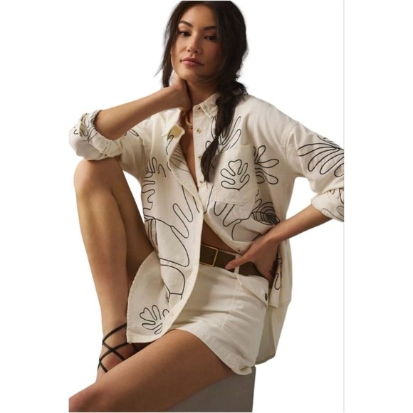 Anthropologie Cream and Black Blouse - Picture 2 of 11